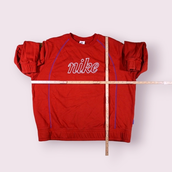 Retro Nike Women's Sportswear Icon Clash Fleece Crew-Burgundy Orange Size XL - Picture 5 of 9